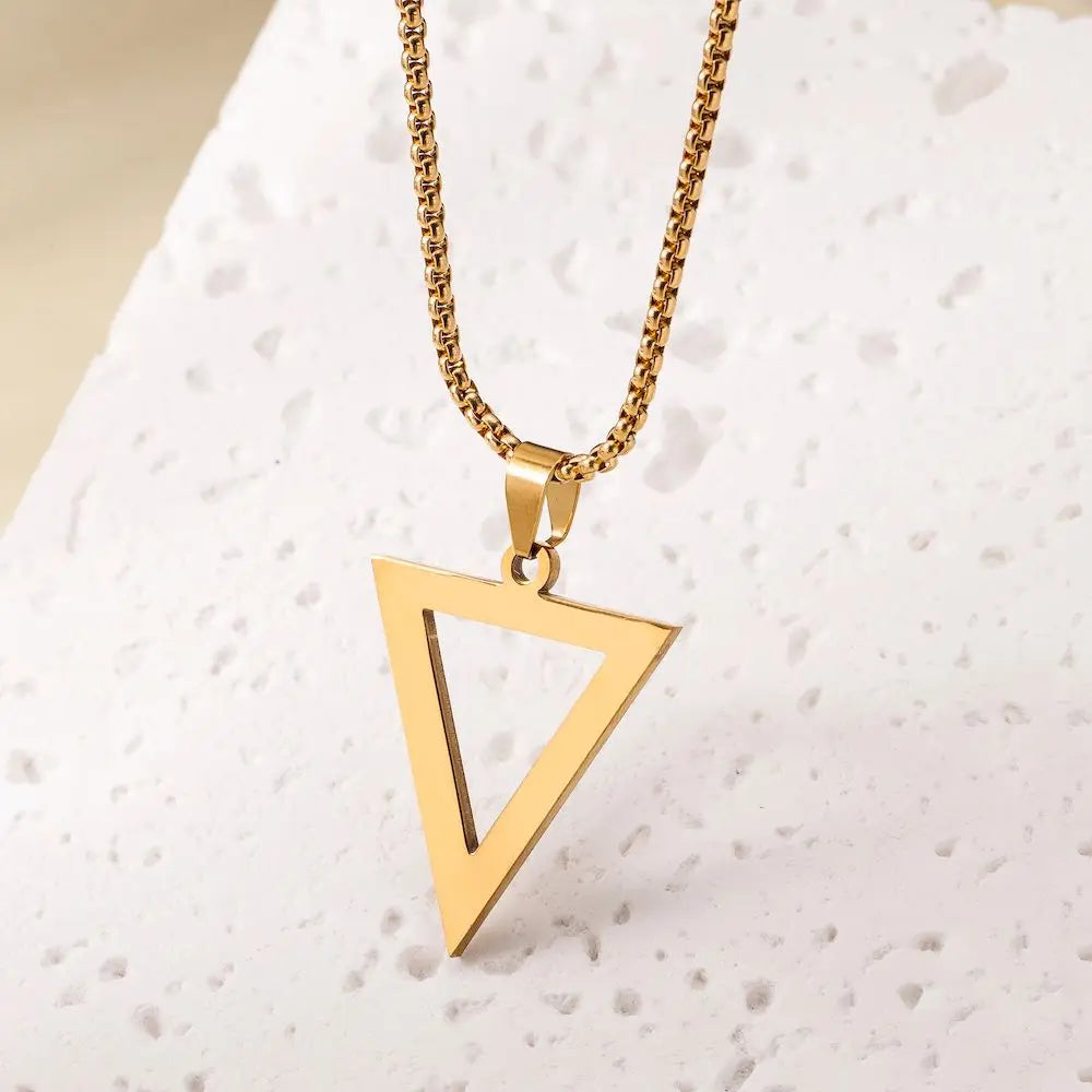 TOHM Trendy Stainless Steel Inverted Triangle Pendant Chain Simple Choker Necklace For Women Jewelry Father Mother's Day Gift