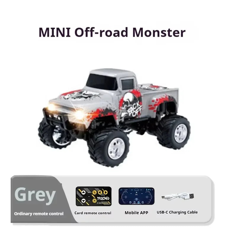 Little Monster 1/64 Rc Car Mini 2.4Ghz Remote Control Cars with Cool Spray Painting Pattern Rc Off-road Vehicle Boy’s Toys Gifts