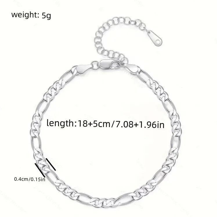 Hot luxury 925 sterling Silver Bracelets Anklet y2k 4MM chain for Women men Wedding Pretty Jewelry Accessories Fashion gifts
