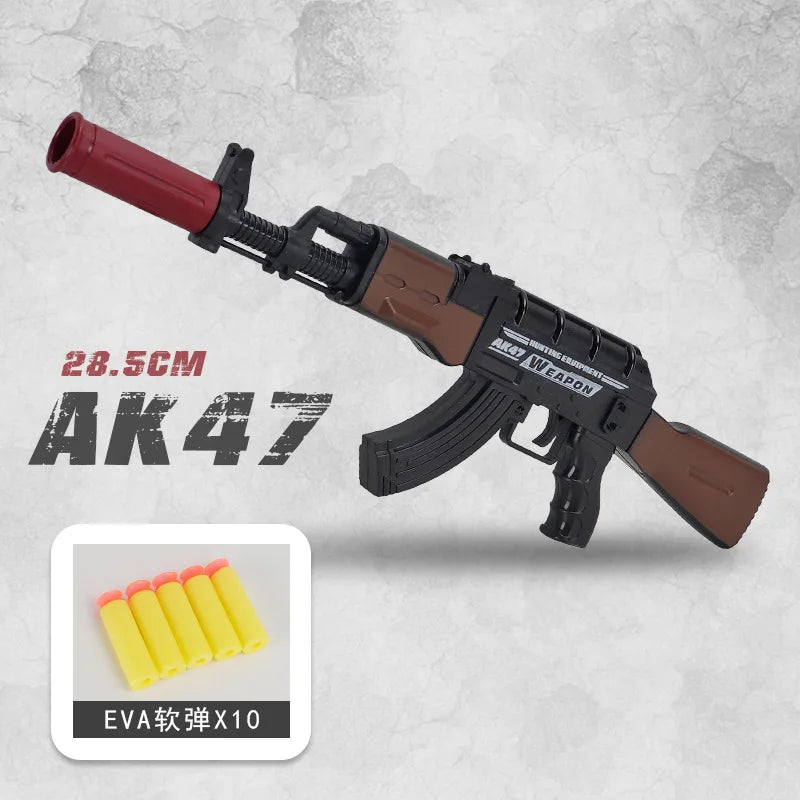 Soft Bullet Mini AK47 M4A1 Launchable Toy Gun Rifle Shell Ejection Toy Gun Model Children's Christmas Gifts Adult Toys
