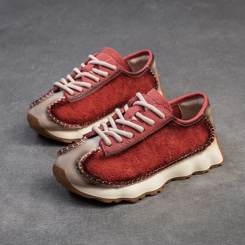 Koznoy 3cm Suede Cow Genuine Leather Mixed Color Preppy Girl Vulcanize Platform Wedge Summer Ladies Spring Autumn Comfy Fashion