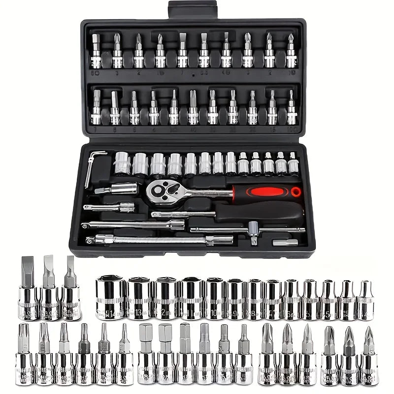 46/151pcs automotive machinery tool kits - high-quality and multi-screwdriver sets, bicycle and motorcycle repair tools