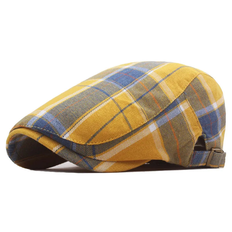 New Classic Plaid Beret Women Retro Art Leisure Hat for Men Spring Summer Breathable Baseball Cap Casual Suncap Outside Female