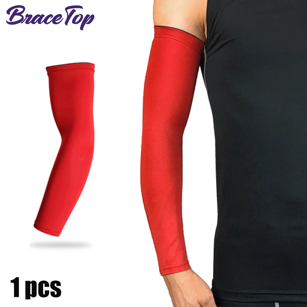 BraceTop 1 PC Sport Arm Compression Sleeve Basketball Cycling Arm Warmer Fitness Running UV Protection Volleyball Sunscreen Band