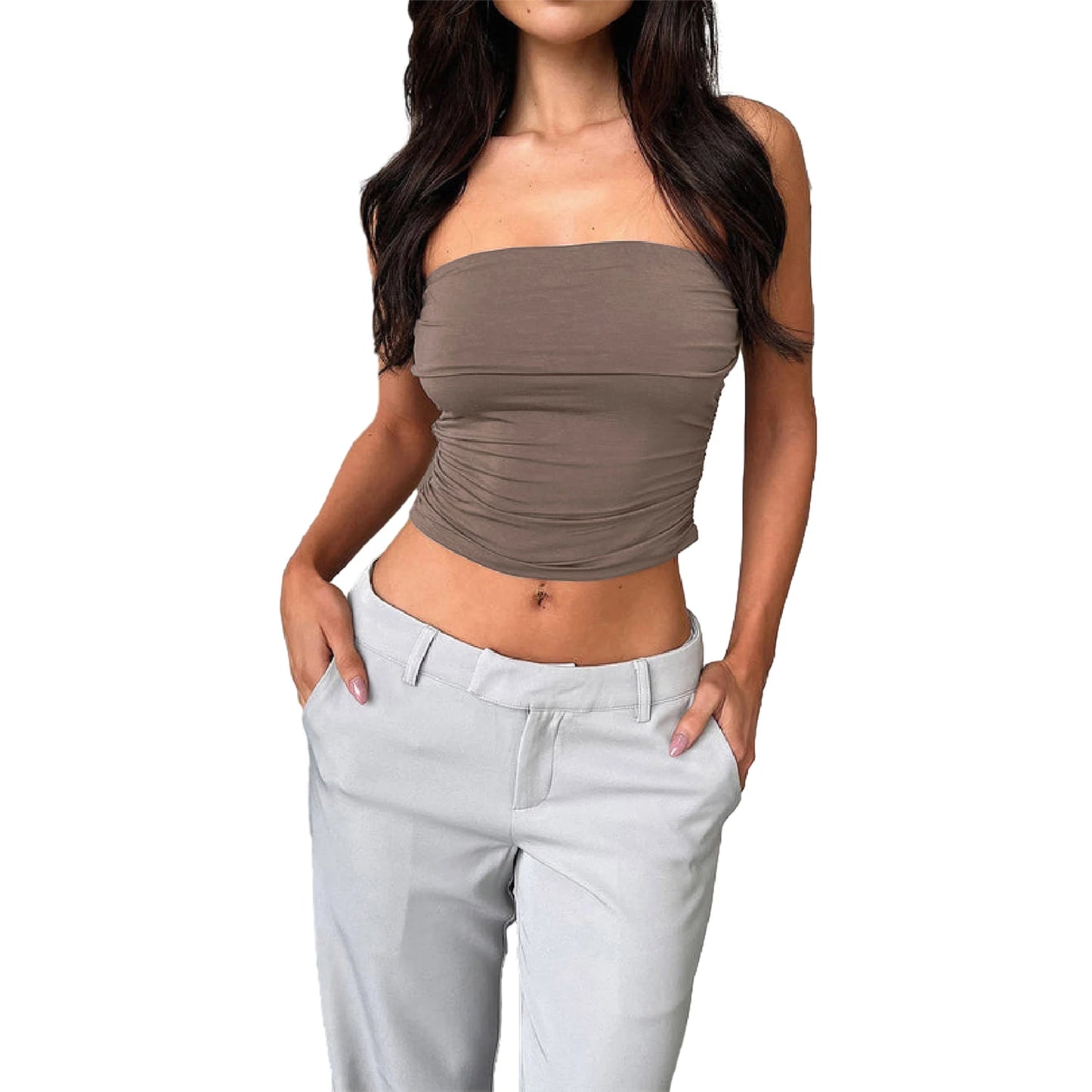 Stylish Pleated Slim Tube Top Soft Breathable Comfortable Clothes For Women Daily Wear Sexy Sleeveless Vest Summer Streetwear