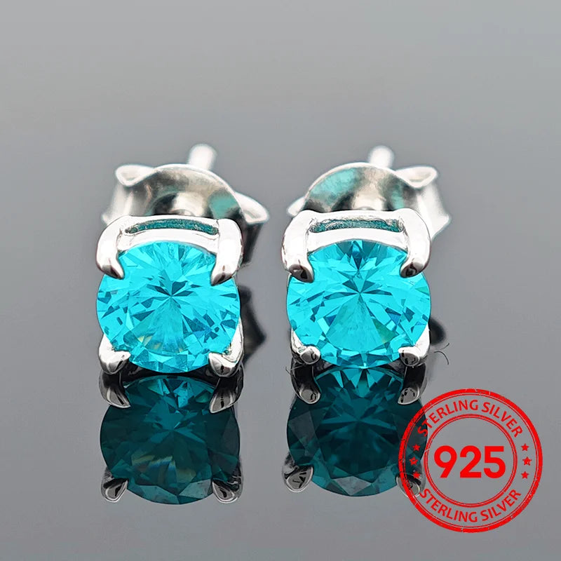ChuPing Fine Jewelry Lab Grown Emerald Round Shape S925 Silver Earring for Women Evening Party Valentine's Day Or Birthday Gift