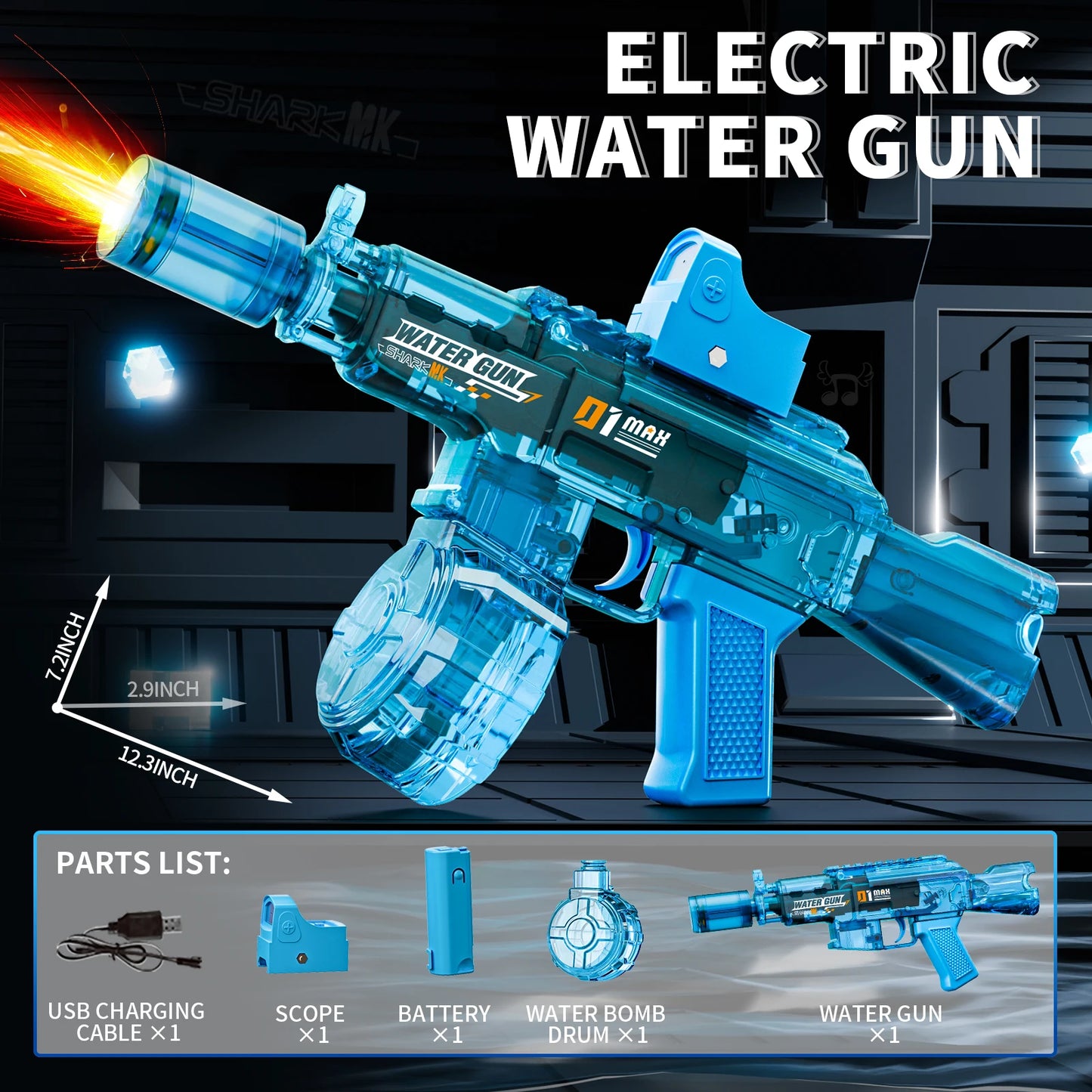 2025 Kids Hot Selling Electric Spray & Water Gun Simulates Sound Light Gun Toys Outdoor Activities Spray Vibration Gun Toys