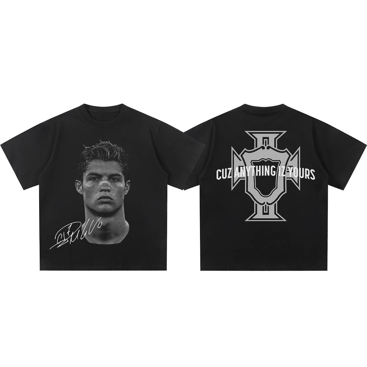 2025 Tribute To C Luo American Football Star Print American Street Trend High-quality Cotton T-shirts for Men and Women