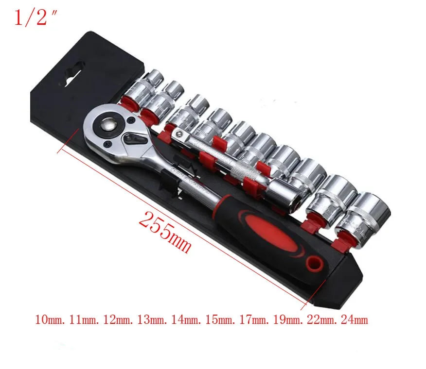 12 piece multifunctional ratchet wrench set, automotive quick maintenance socket wrench, quick ratchet wrench combination