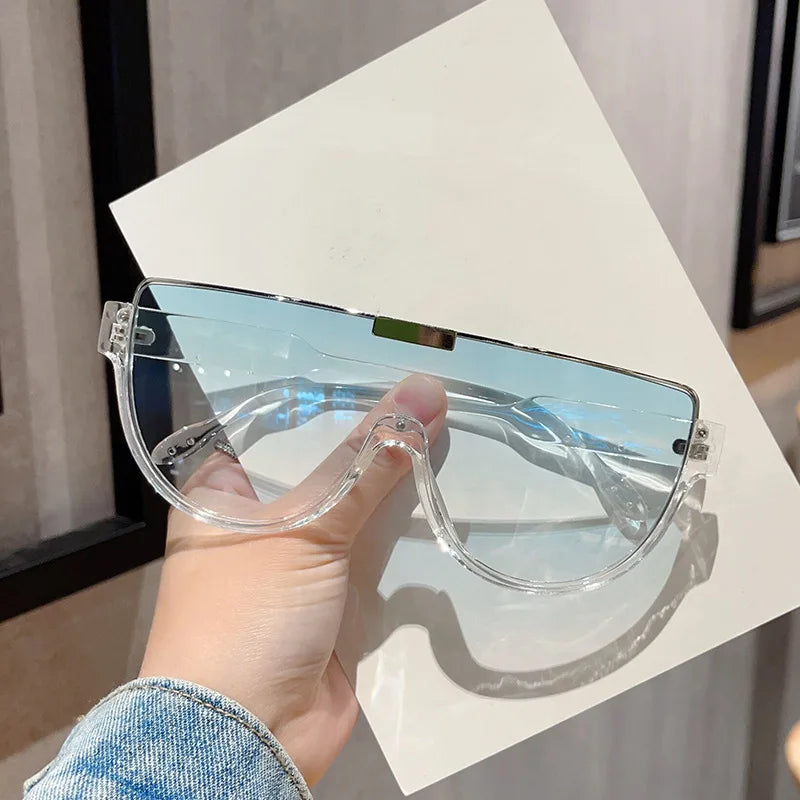 KAMMPT Vintage Semi-round Sunglasses Women Fashion Monoblock Outdoor Goggle Shades Ins Trending 2023 New Design UV400 Eyewear