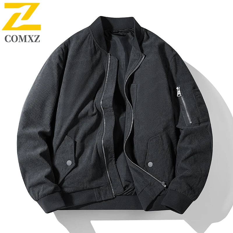 Men's Baseball Suit Spring and Autumn Fashion Loose Corduroy Trendy High Street Stand up Collar Coat Men Versatile Flying Jacket