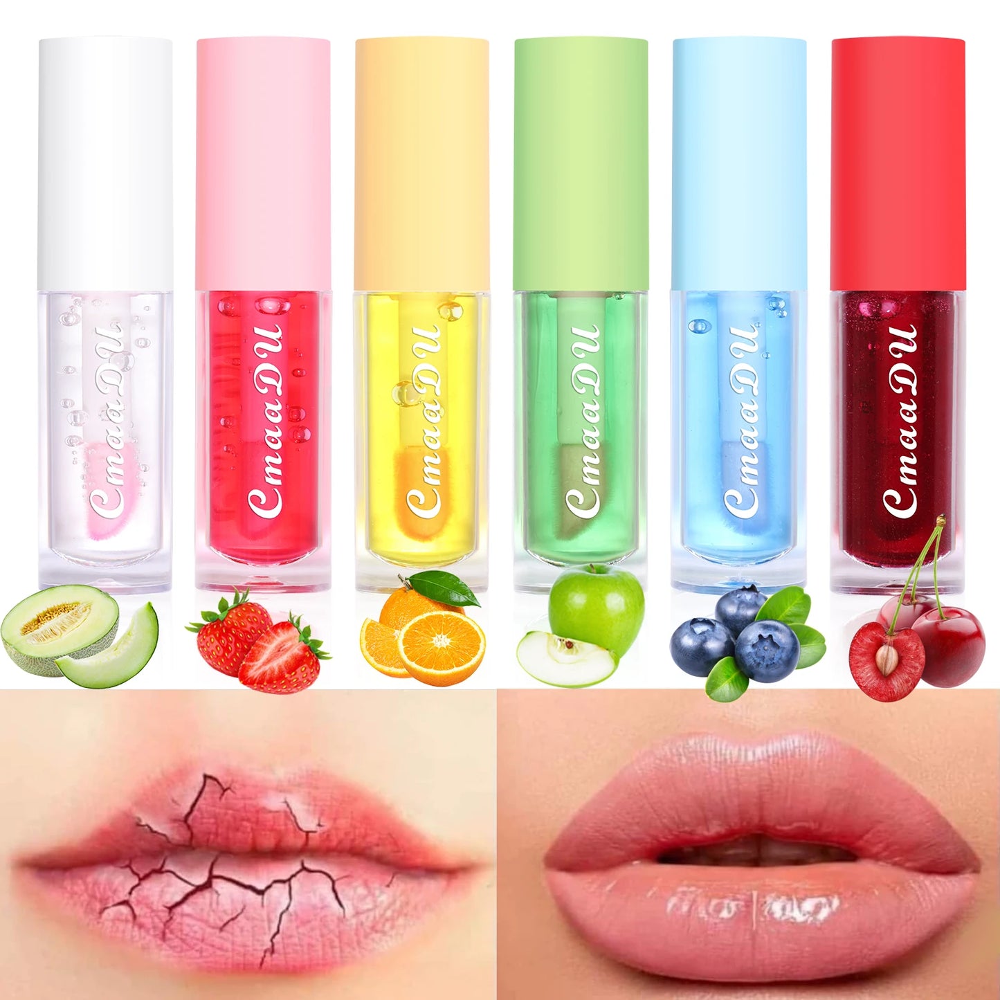 CmaaDu 1 Pcs Moisturizing Hydrating Lip Gloss Lipstick Cherry Flavor Fruit Anti-cracking Long-lasting Waterproof Lip Glaze Red