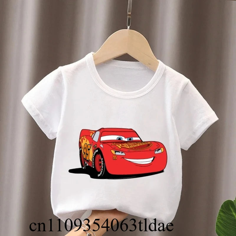 Hot Sale Car Pixar Lightning McQueen Print Cute Kids T-Shirts Girls Clothes Baby Boys Short Sleeve T Shirt Summer Children Tops