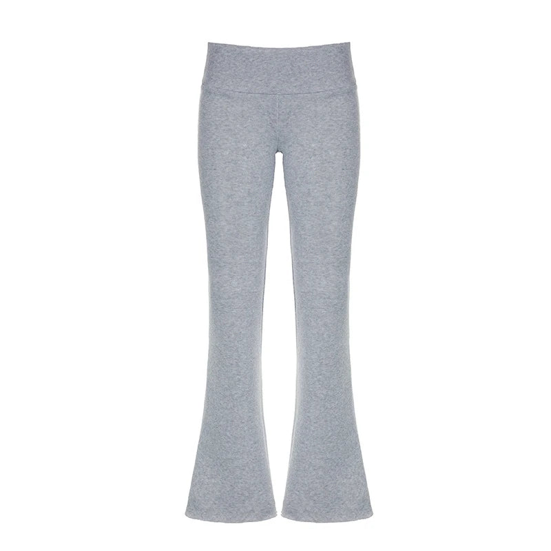 Casual Sexy Basic Solid Flare Pants Y2K Slim Low-Waisted Boot Cut Pants Women 2024 Autumn Spring Fashion Streetwear Lady