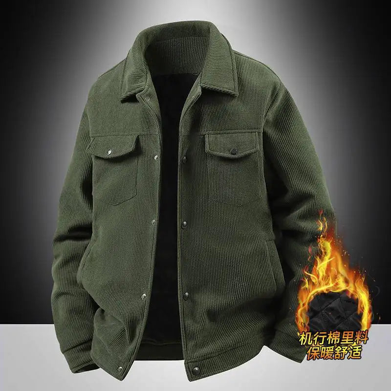 Plus Size 8XL Men Autumn Jacket Cotton Padded Corduroy Coat Male Big Large Loose Fit Business Korean Elegant Work Casual Outwear