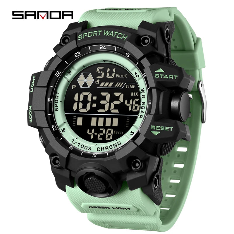 SANDA Outdoor Sports Men Watch Waterproof LED Analog Digital Show Multifunction Big Dial Electronic Wristwatch G style Male Cloc
