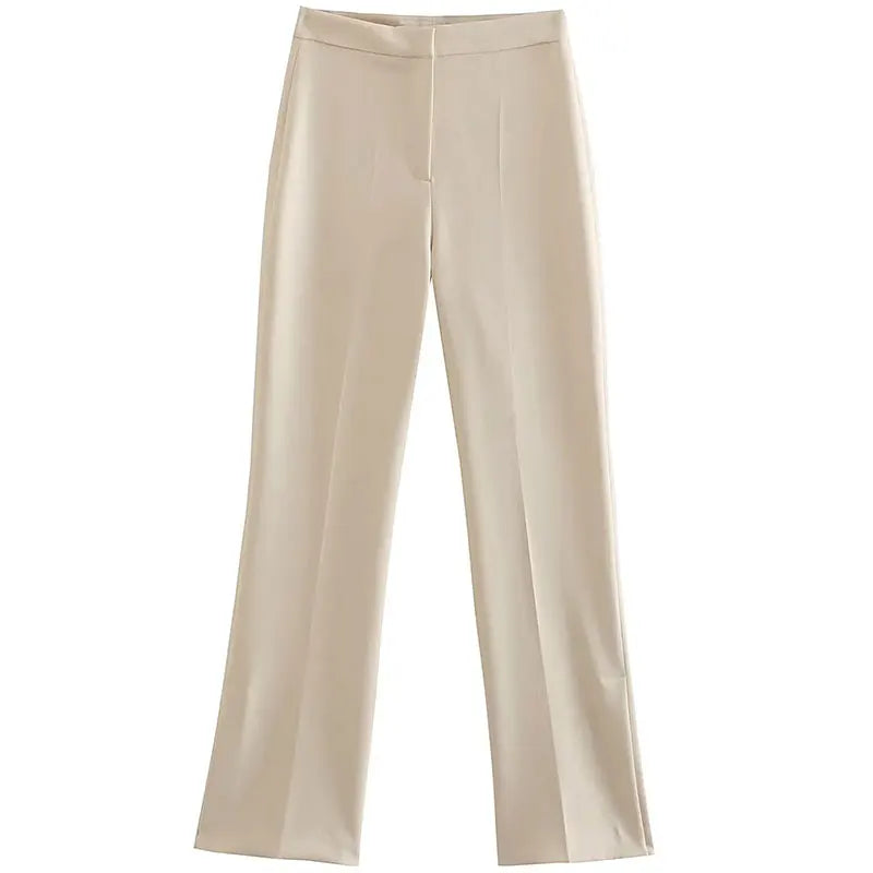 HH 2024 Women Solid Tube Top Pant Suit Sleeveless Off Shoulder Single Breasted Tube Top+All-match Straight Trousers Set TRAF
