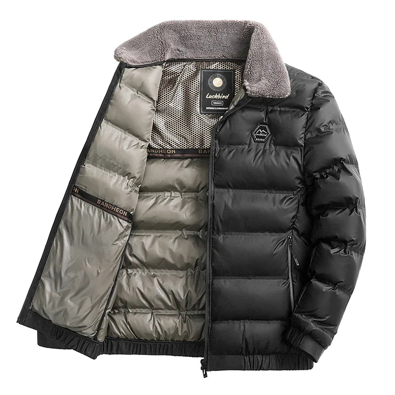 Winter Men Casual Parkas Solid Color Warm Thickened Jacket for Men Quality Turn-down Collar Male Overcoat 2024 Fashion All-match