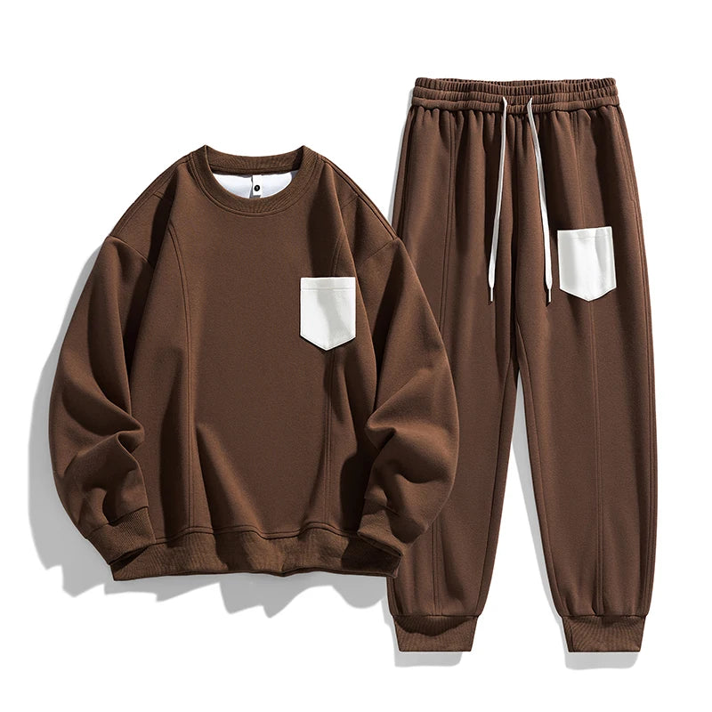 Plus Size Men 8XL Sweatshirts Set Pocket 6XL 7XL Oversized Jogging Streetwear Sport Street Male 2025 Long Sleeve Tops Pants Suit
