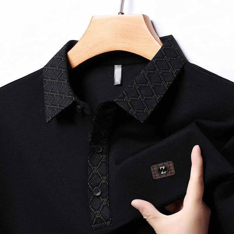 High quality brand long sleeved men's polo shirt autumn fashion personality collar and Z-letter badge design casual Paul T-shirt
