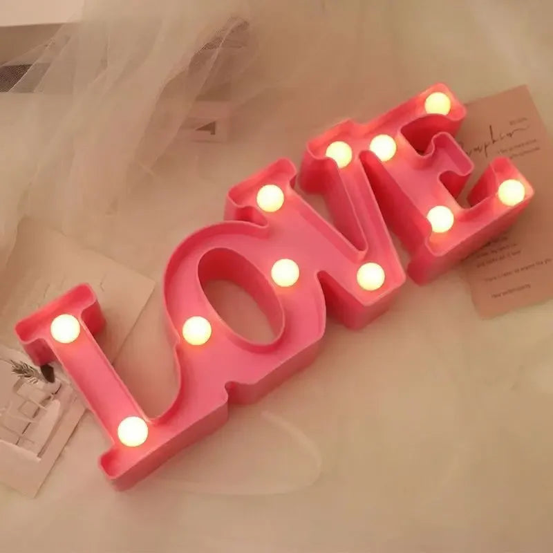 Romantic Valentine's Proposal 3D LOVE LED Letter Sign Night Light Heart Marquee Table Lamp Lanterns Lamp for Christmas Wedding