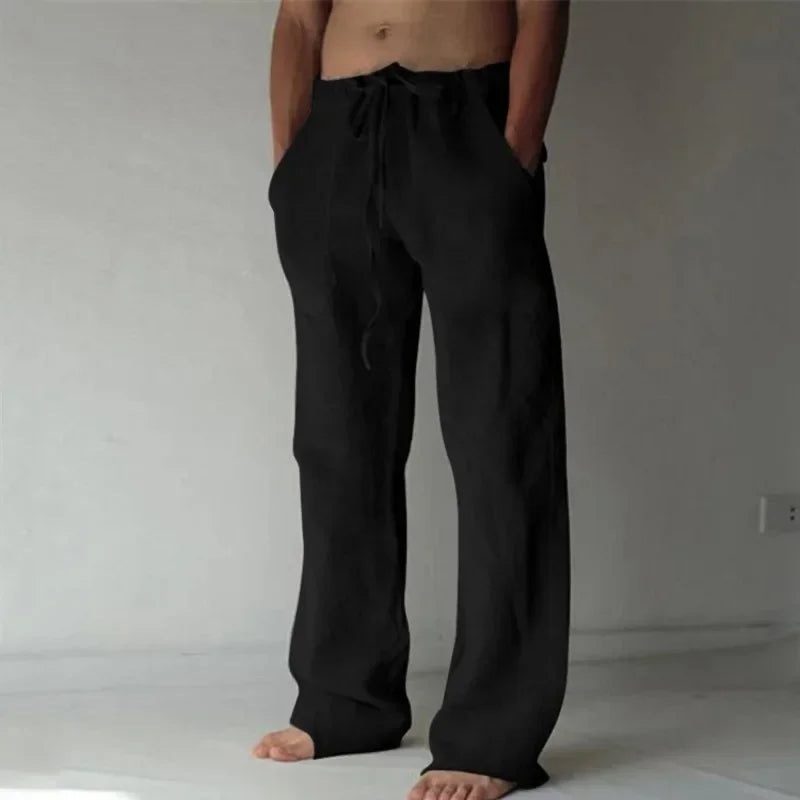 summer spring 2025 New Men's Cotton Linen Pants Male Autumn New Breathable Solid Color Linen Trousers Fitness Streetwear S-3XL