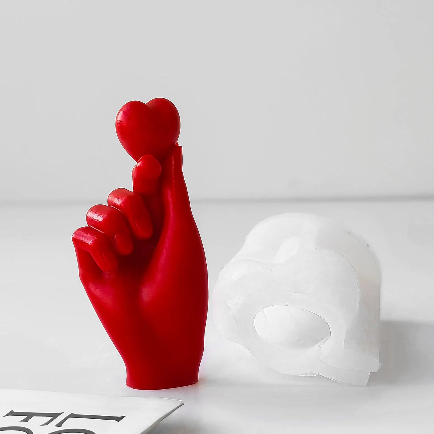 DIY Valentine's Day Finger Heart Gesture Silicone Mold Handmade Aroma Candle Plaster Resin Mould Soap Candle Making Supplies