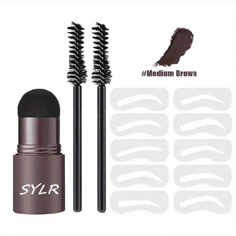 Professional eyebrow seal shaping set pen waterproof makeup pen female lasting perfect eyebrow template and 10 templates and bru