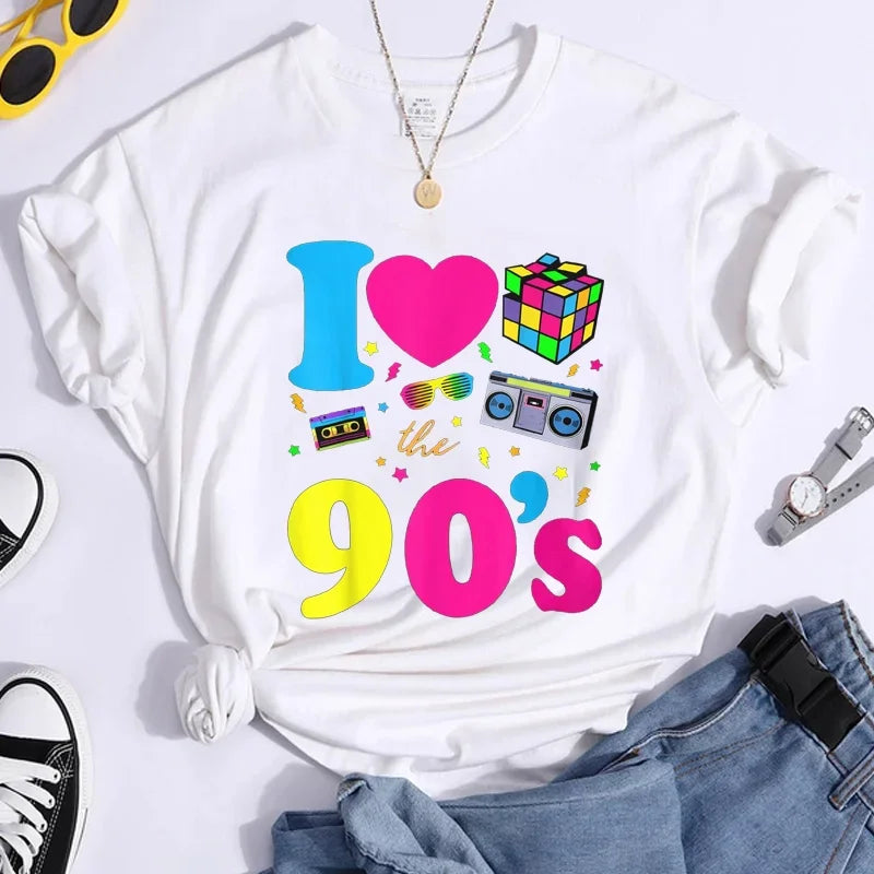 Women's Fashion 90's T-Shirt Summer Casual Classic 90's Shirt Loose Women's T-Shirt Tops Y2k Top Shirts for Women