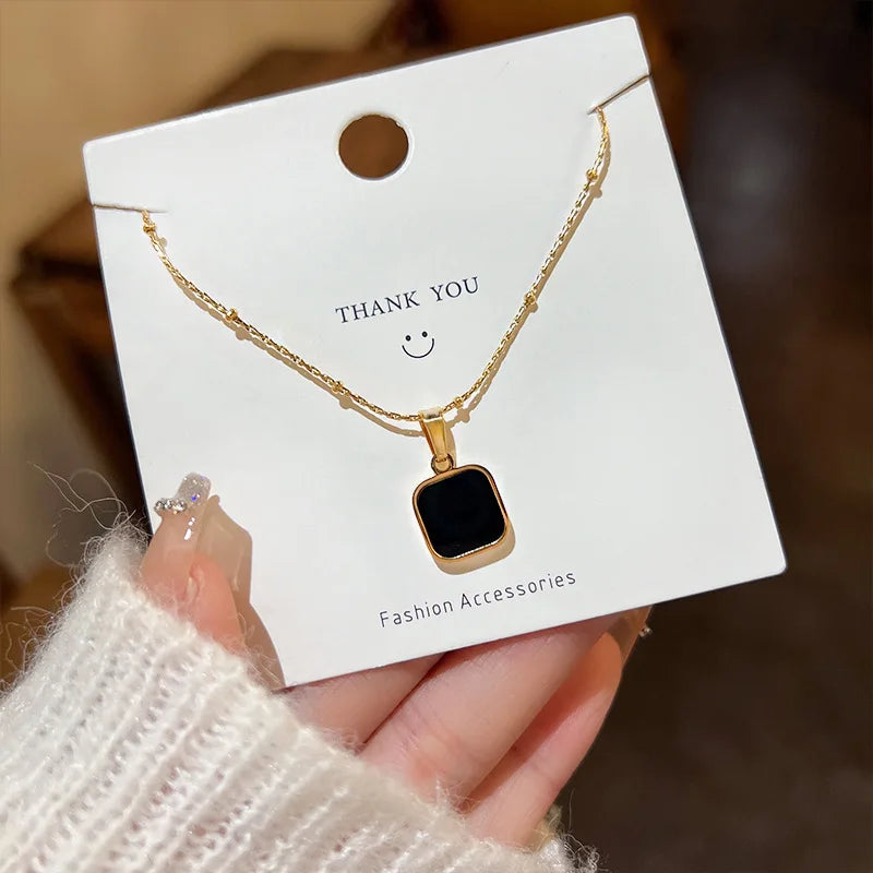 Simple Geometric Pendant Necklaces for Men Women Rectangle Stainless Steel Jewelry Cadenas Para Hombre Collares Para Mujer