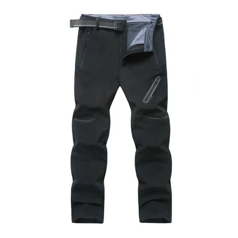 2024 Big Size Waterproof Pants Men Soft Shell Fleece Warm Trousers Male Outdoor Plus Large 9XL 4XL 8XL Work Winter Autumn Black