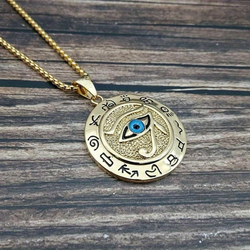 1pc Ancient Egyptian The Eye of Horus Pendant Necklace Hip Hop Men's Accessory The Eye Of Horus Eagle Head God Eye Necklace