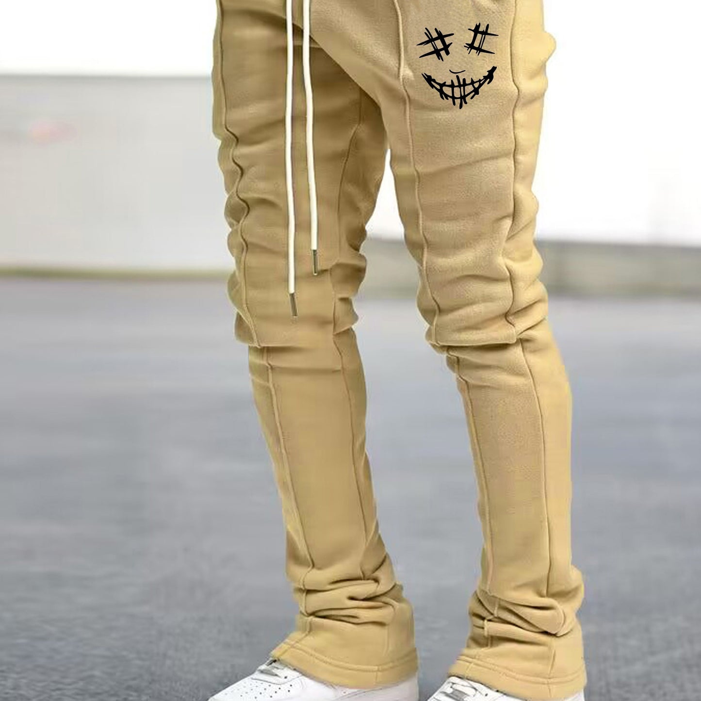 Joyful Face Series Men's Casual Long Pants, Thin and Breathable Men's Trousers, Streetwear Brand Pants, Hip-Hop Pants
