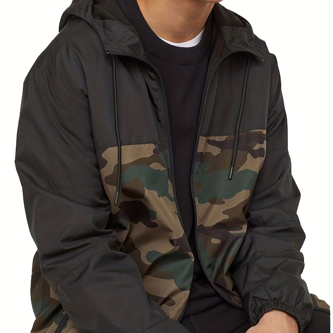 Popular Spring/Autumn Jacket for Men, Camouflage European and American Style, Loose Fit, Mesh Breathable, Color Block Design