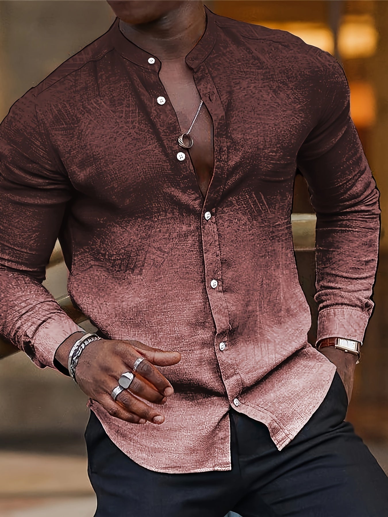 Mens Stylish Turn-Down Collar Long Sleeve Shirt - Fashionable Closure Design for Daily, Vacation, and Streetwear Outfits