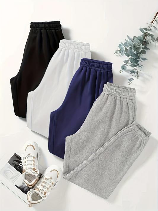 2023 New Fashion Casual S Pants for Women, Lined Elastic Waist, Hot Cross-Border European and American Style, 4-Pack, for Autumn and Winter