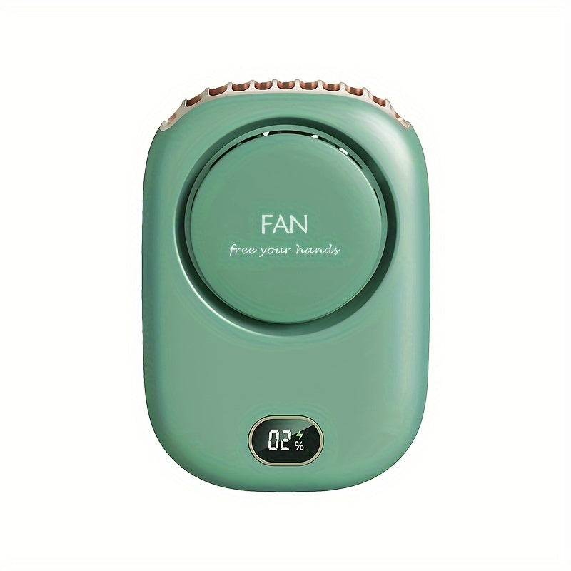 1pc, Portable USB Fan With Three-Speed Large Wind Adjustment, Waist-Hanging And Desktop Stand, Power Display, And Leafless Design