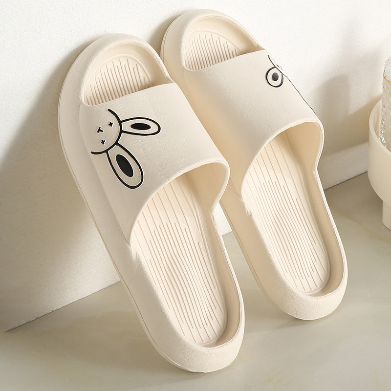 Ultra-Comfy Womens Kawaii Rabbit Pillow Slides - Soft Non-slip EVA Open Toe Slippers for Indoor Home Relaxation - Durable & Quick-dry Bathroom Slippers