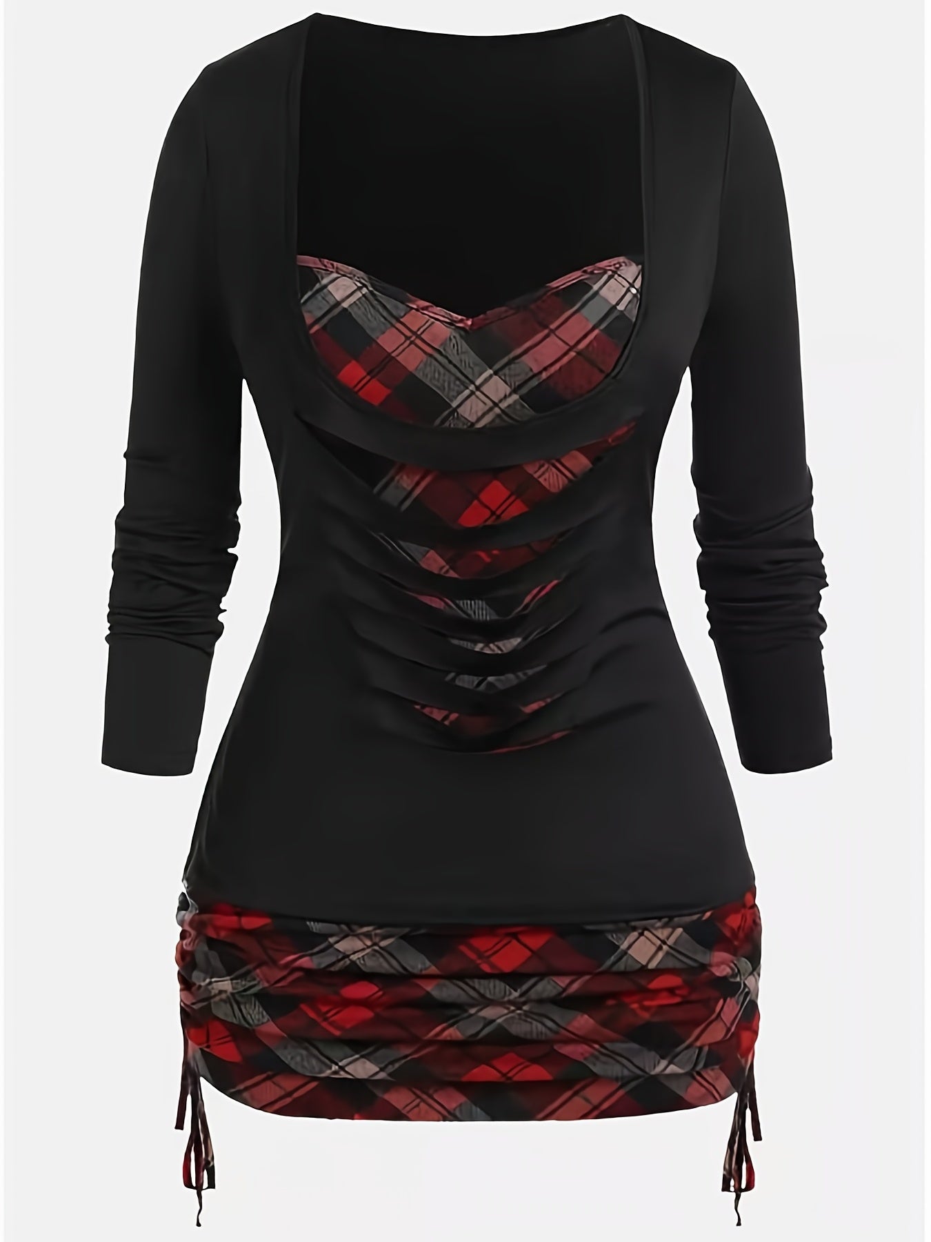 2022 Autumn/Winter New Arrival Women's Printed Faux 2pcs Long Sleeve T-Shirt for Cross-Border Independent Stores