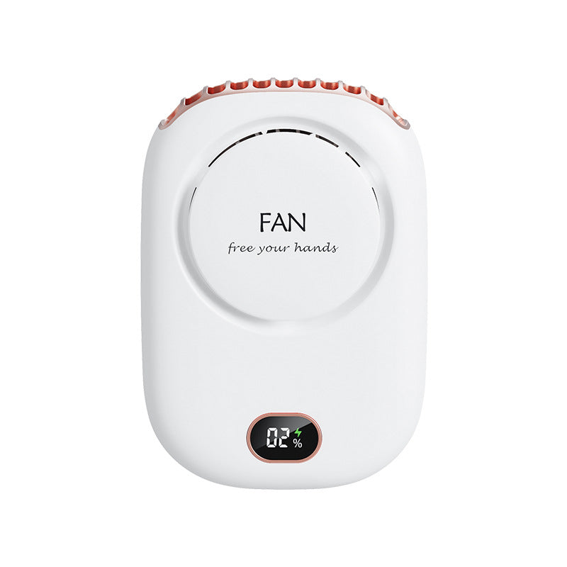 1pc, Portable USB Fan With Three-Speed Large Wind Adjustment, Waist-Hanging And Desktop Stand, Power Display, And Leafless Design