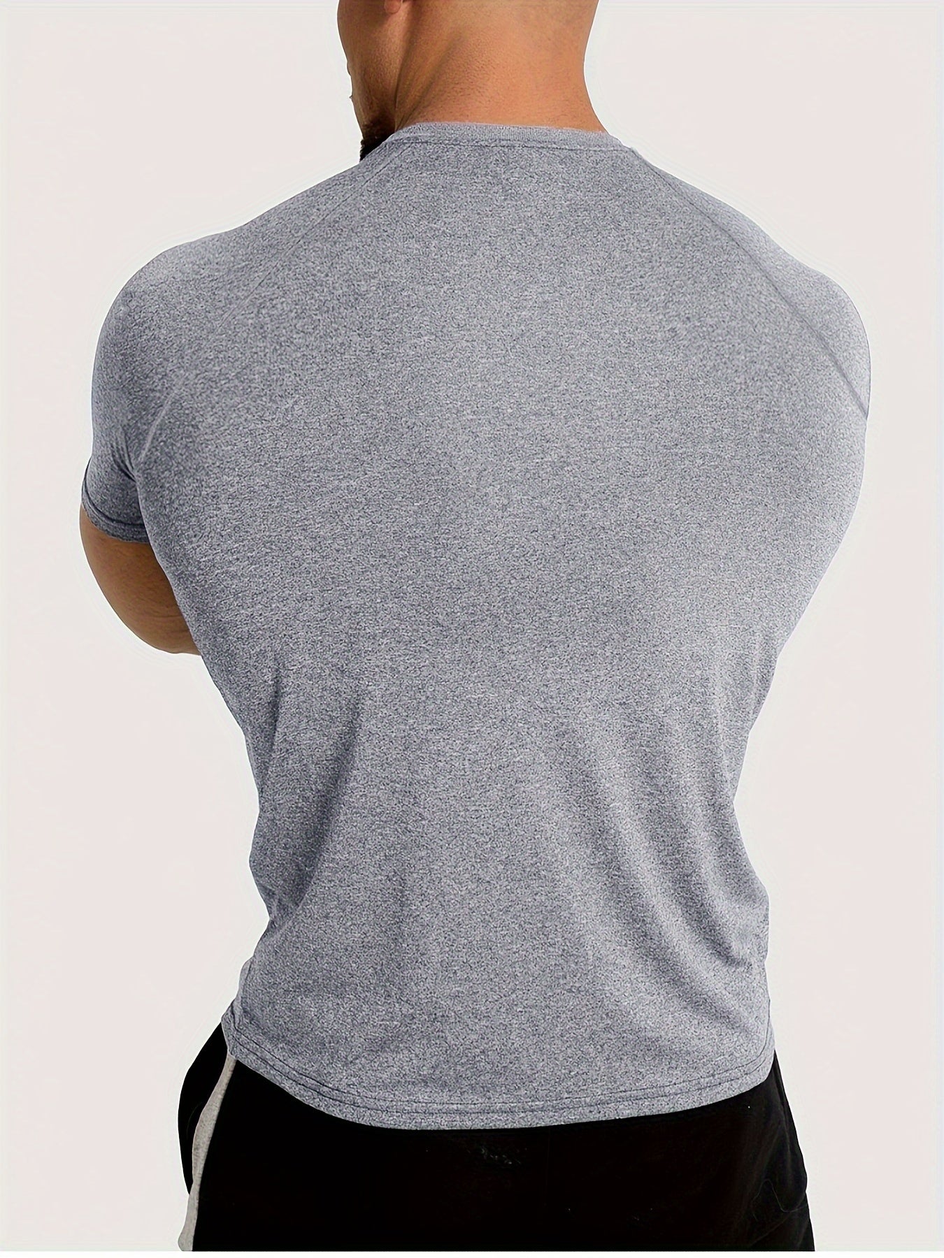 Summer Fitness Essential - Mens Quick-Drying, Breathable, Medium Stretch Polyester Short Sleeve Crew Neck T-Shirt for Sports and Casual Wear - Machine Washable, Perfect Gift for Him
