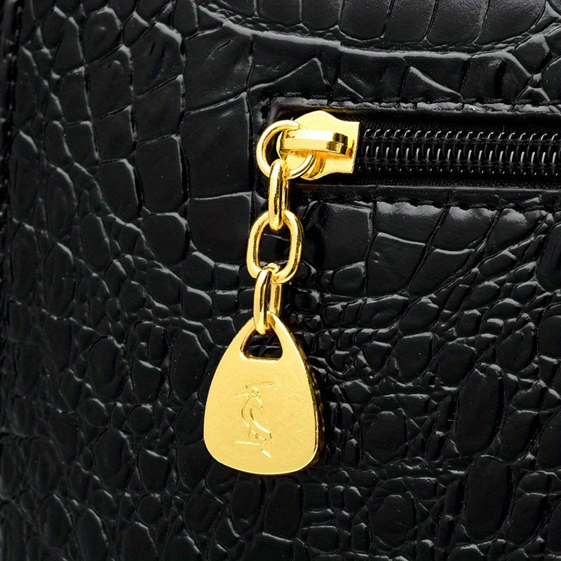 Premium Luxury Crocodile Pattern Handbag - Timeless Vintage Satchel for Women - Stylish Top Handle, Versatile Shoulder & Crossbody Bag - A Fashion Must-Have for Daily Wear