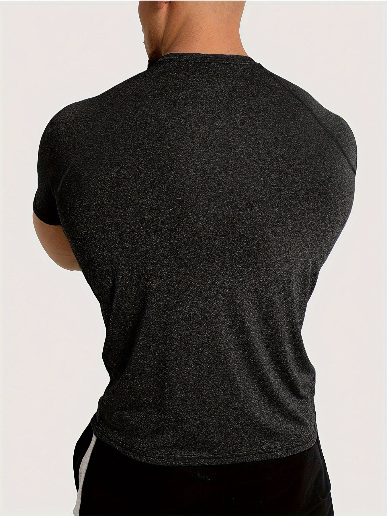 Summer Fitness Essential - Mens Quick-Drying, Breathable, Medium Stretch Polyester Short Sleeve Crew Neck T-Shirt for Sports and Casual Wear - Machine Washable, Perfect Gift for Him