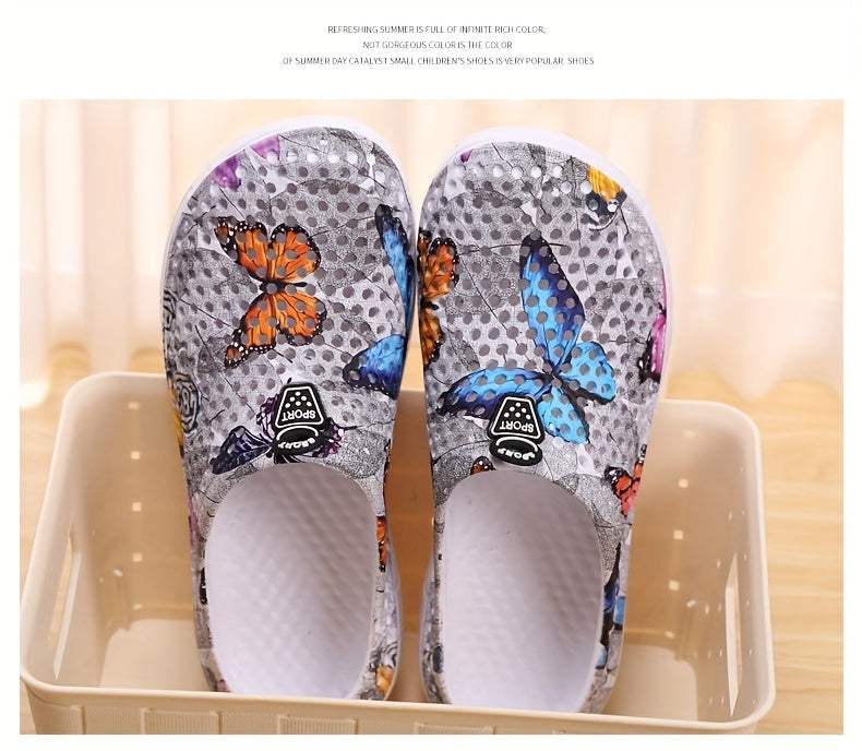 Women's Fashion Butterfly Pattern Hole Slippers, Summer Non-slip Beach Slippers for Koningsdag/King's Day
