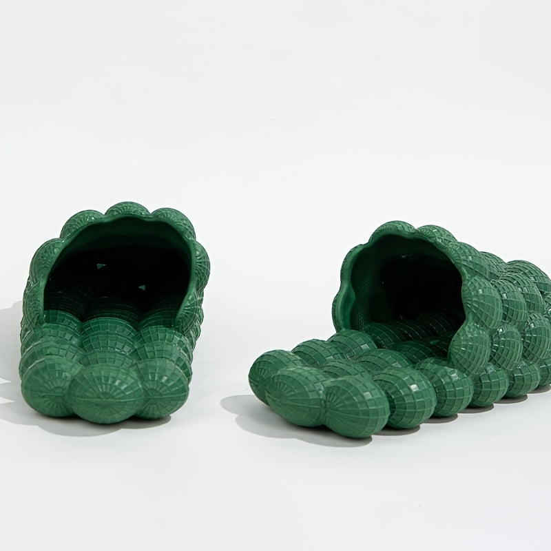 Ultra-Lightweight Bubble Slides - Closed-Toe, Anti-Skid, Massage, Lychee Patterned, EVA Insole, Slip-On, Indoor & Outdoor Beach Slippers for Women - Perfect for Relaxation and Leisure Activities
