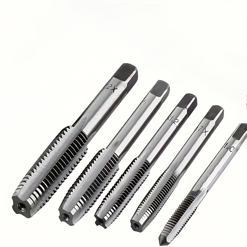 5pcs Stainless Steel Tap and Die Set with Chrome-Plated Wrench - Precision Thread Cutting Tools for Metalworking and Gear Repair, Ideal for Projects, Metalworking Tools|Sleek Metallic Finish|Durable Construction, Metalworking