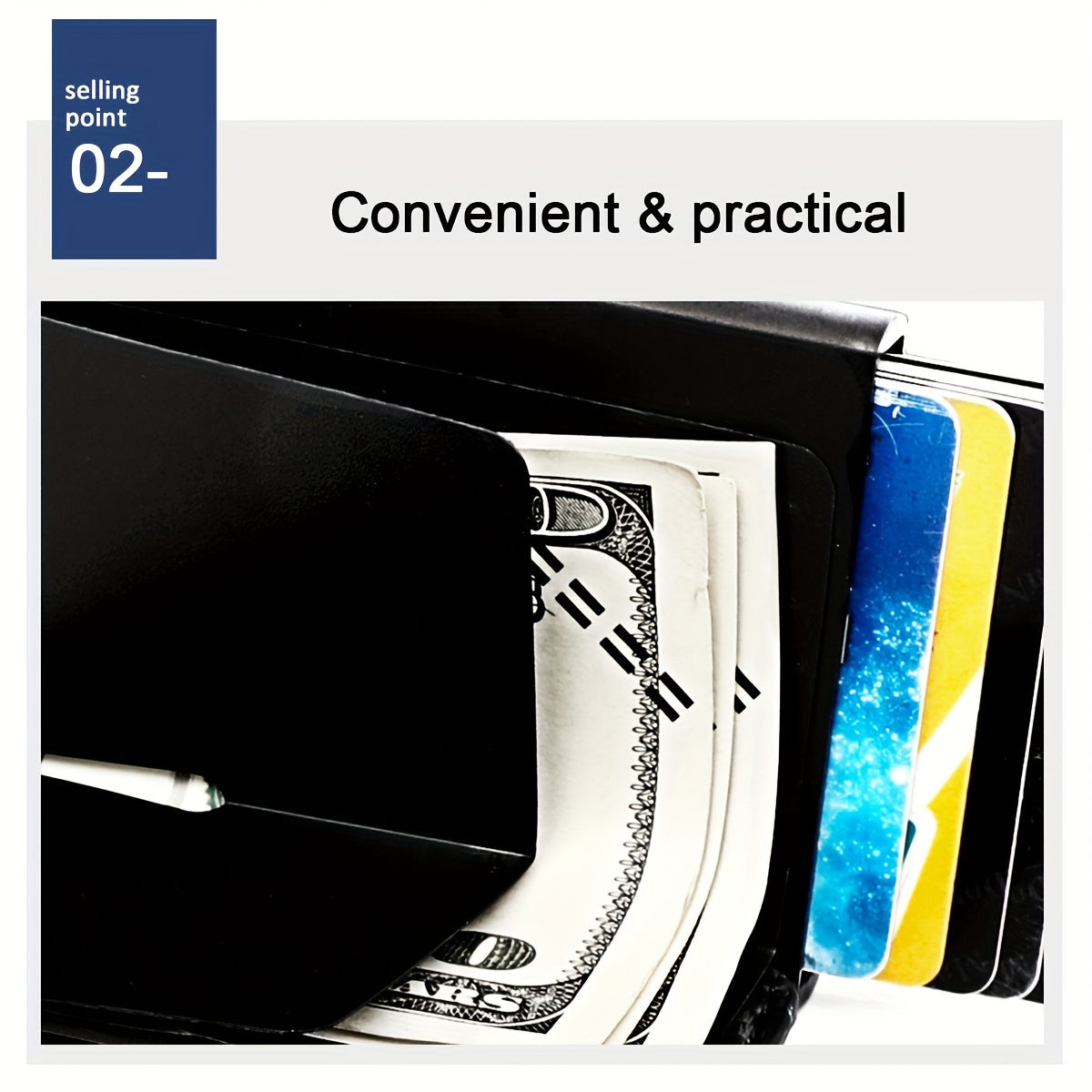 OBCREATOR Carbon Fiber RFID Blocking Wallet, Slim Metal Pop-Up Credit Card Holder, Aluminum Alloy, Non-Braided, Simple Style, Black, Minimalist Design for Men