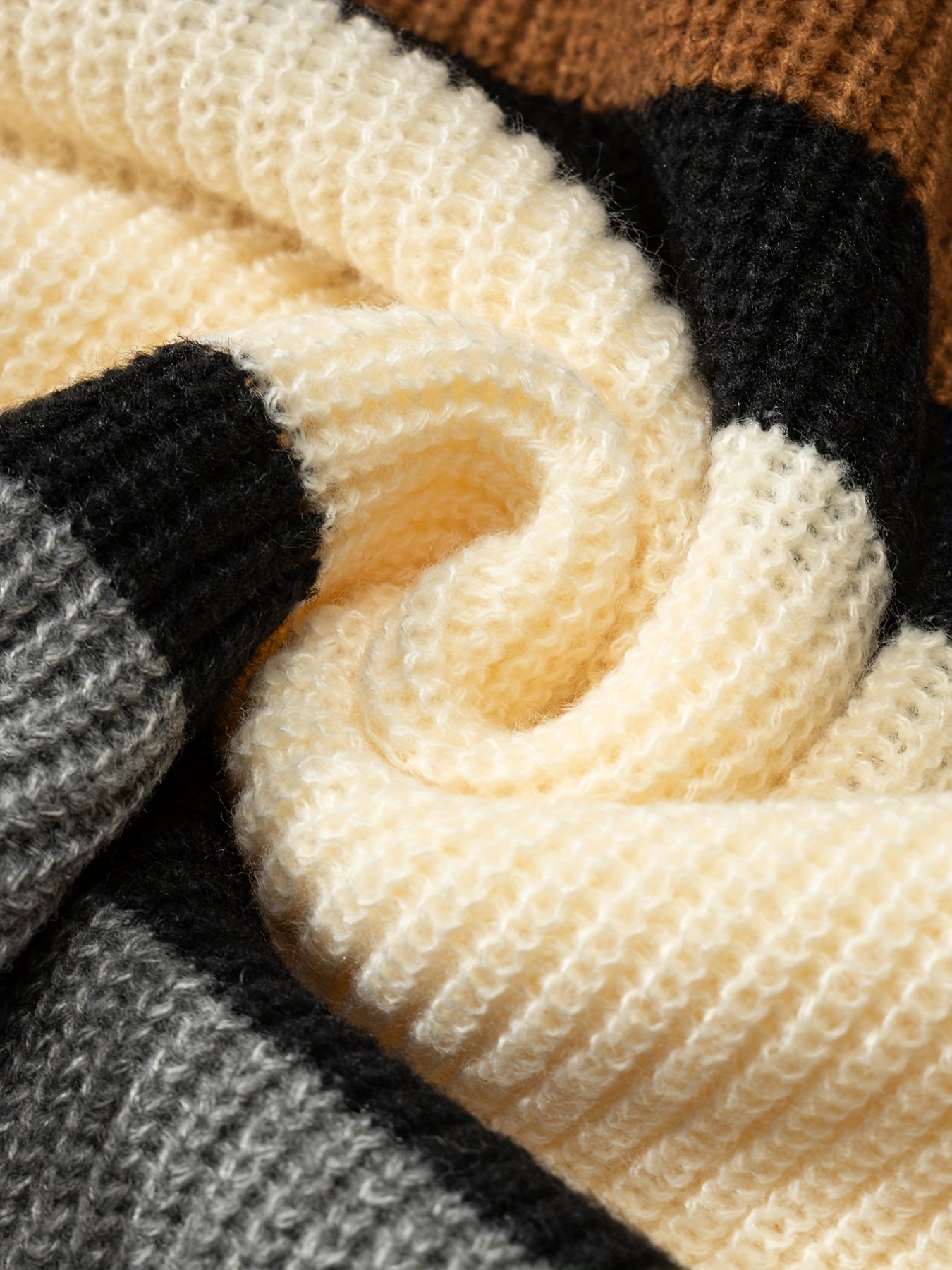 Plus Size Men's Fashion Stitching Color Stripe Sweater For Spring/autumn/winter, Long-sleeved Knit Pullover Sweater