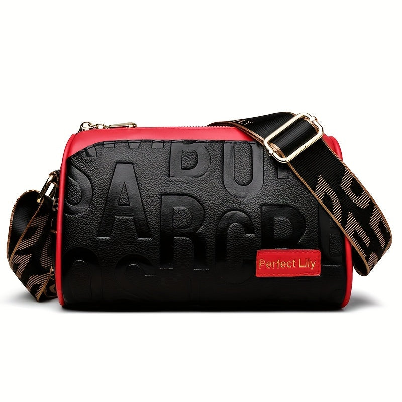 Stylish Faux Leather Crossbody Bag - Magnetic Closure, Color Contrast Design, Polyester Lining, Solid Color Pattern, Perfect for Occasional Use - Womens Fashion Handbag with Zipper Purse