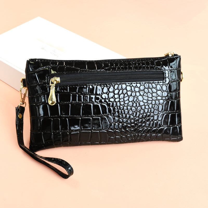 Fashion Croc Embossed Clutch Bag - Stylish Faux Leather Crossbody Coin Purse with Wristlet for Women